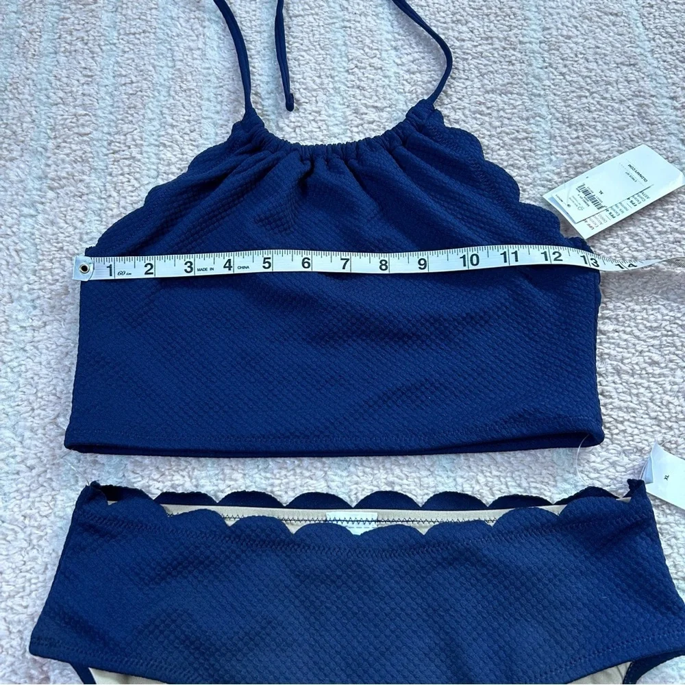 NWT Old Navy Scalloped Swim Bikini Set Navy Size XL‎ Summer Vacation Beach
